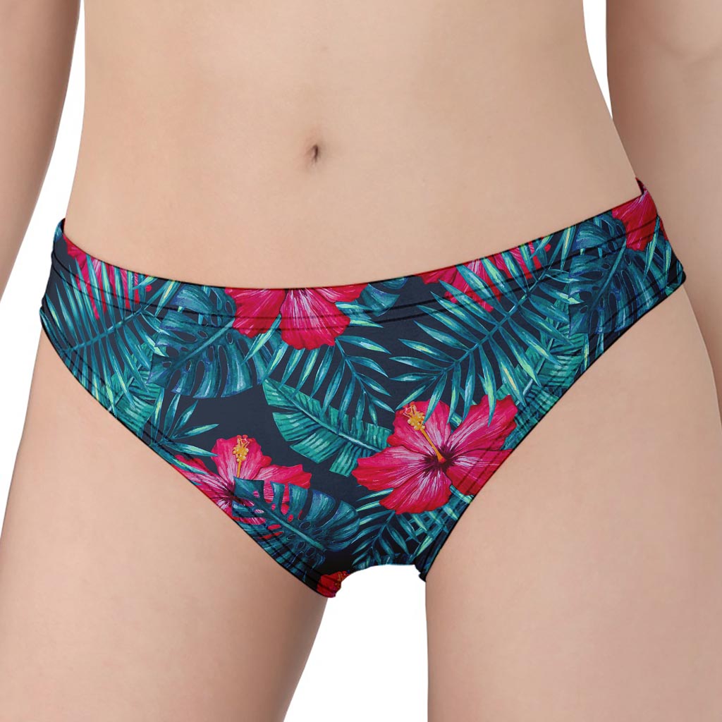 Hot Pink Hibiscus Tropical Pattern Print Women's Panties