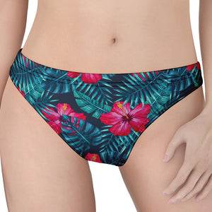 Hot Pink Hibiscus Tropical Pattern Print Women's Thong