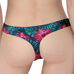 Hot Pink Hibiscus Tropical Pattern Print Women's Thong