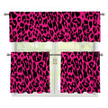 Hot Pink Leopard Print 3 Piece Kitchen Curtains