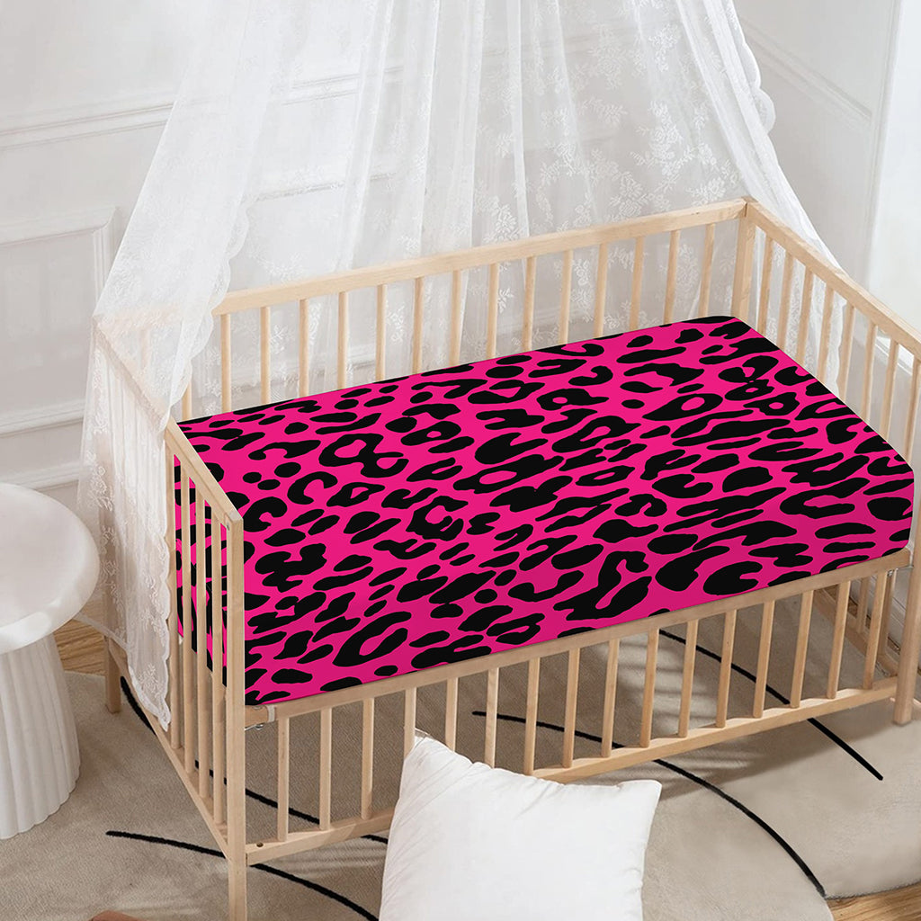 Hot Pink Leopard Print Baby Crib Sheet