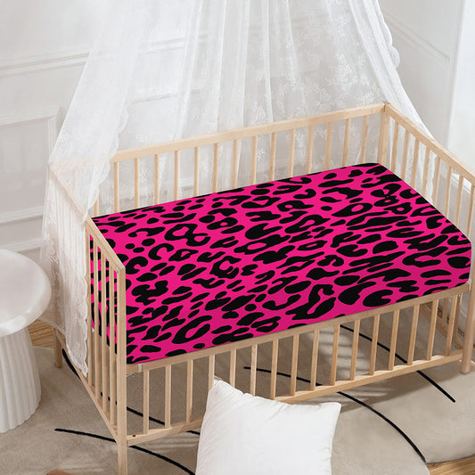 Hot Pink Leopard Print Baby Crib Sheet