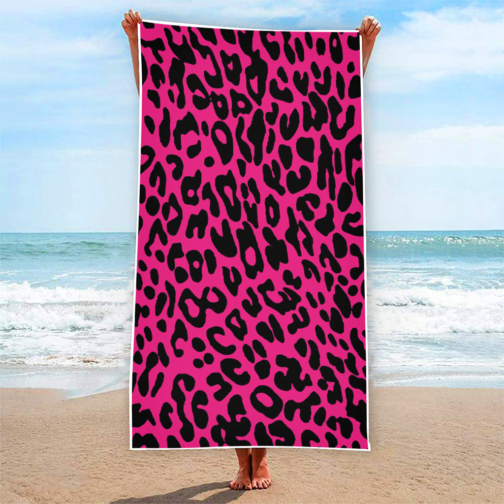 Hot Pink Leopard Print Beach Towel