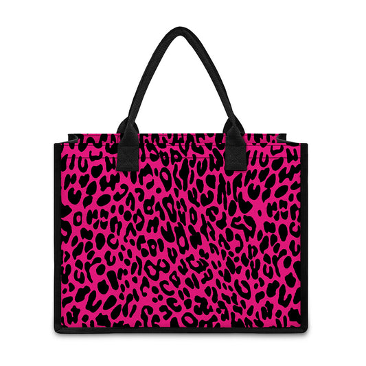 Hot Pink Leopard Print Canvas Tote Bag