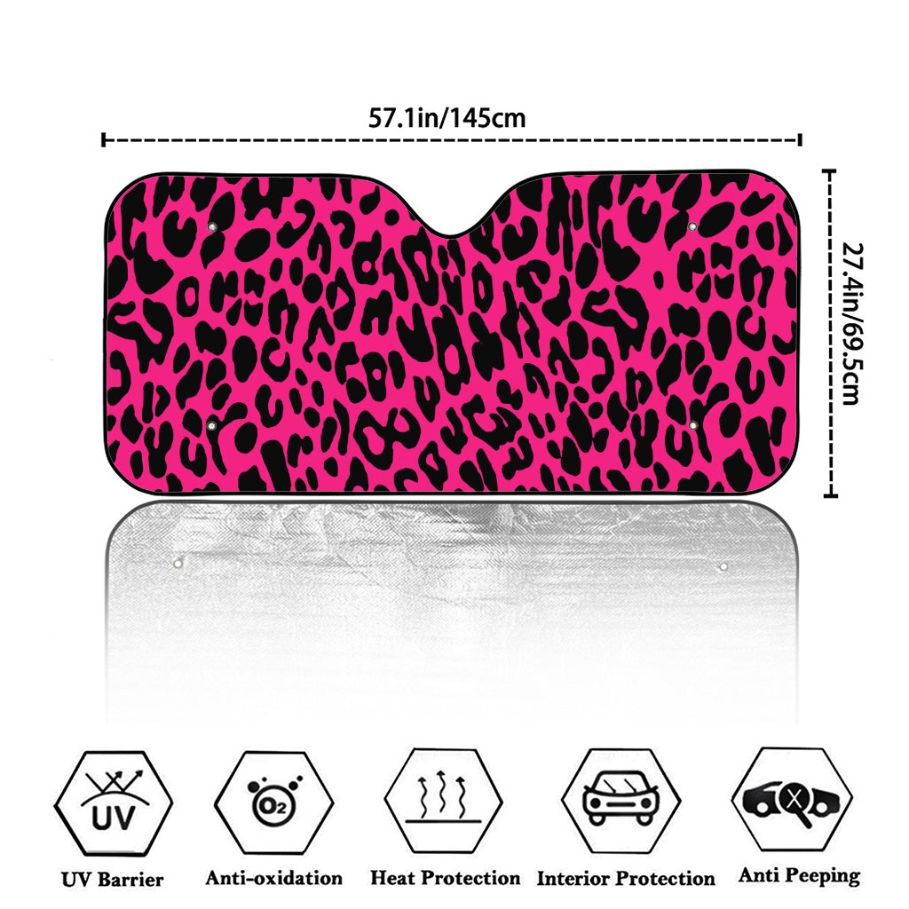 Hot Pink Leopard Print Car Windshield Sun Shade