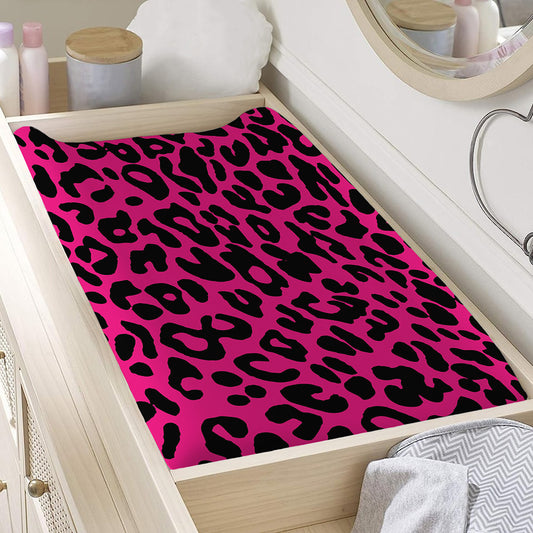 Hot Pink Leopard Print Changing Pad Cover