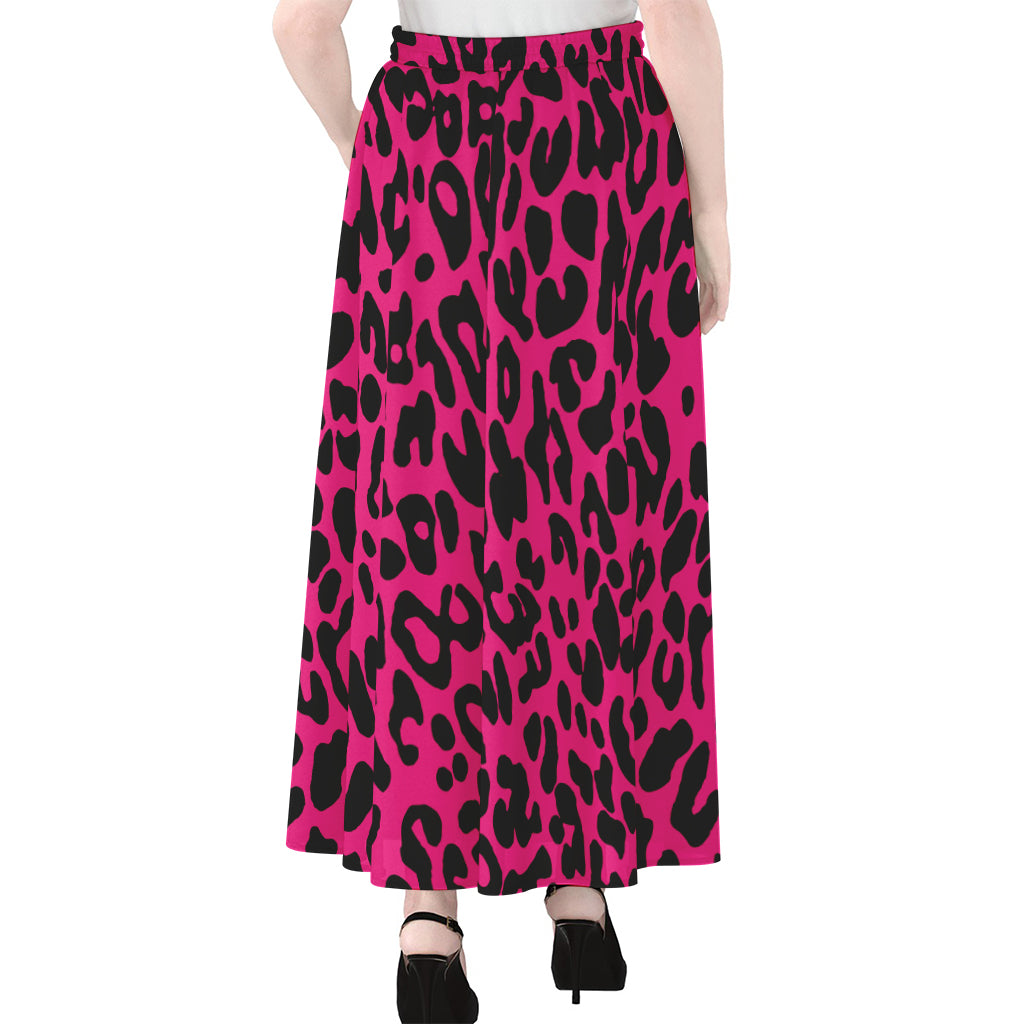 Hot Pink Leopard Print Chiffon Maxi Skirt