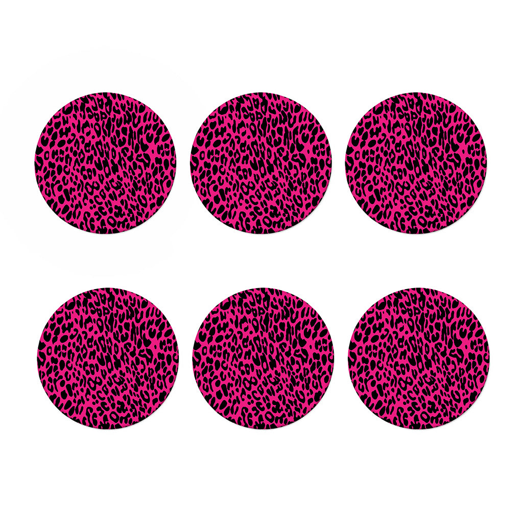 Hot Pink Leopard Print Coaster Set
