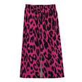 Hot Pink Leopard Print Cotton Front Slit Maxi Skirt