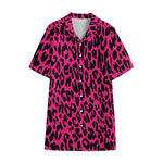 Hot Pink Leopard Print Cotton Hawaiian Shirt