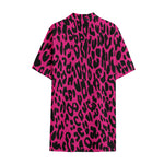 Hot Pink Leopard Print Cotton Hawaiian Shirt