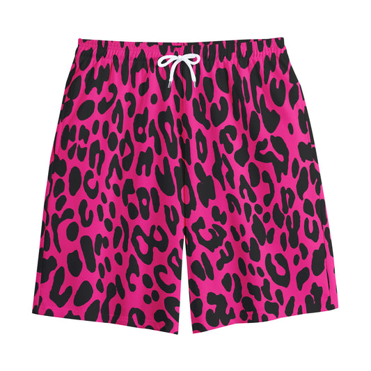 Hot Pink Leopard Print Cotton Shorts