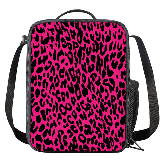 Hot Pink Leopard Print Crossbody Lunch Bag