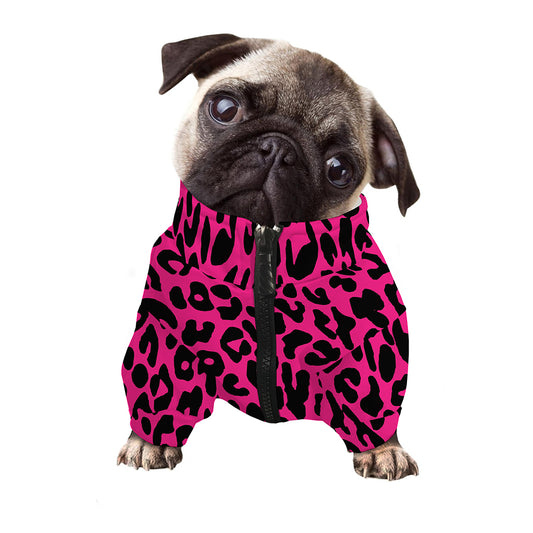 Hot Pink Leopard Print Dog Zip Up Jacket