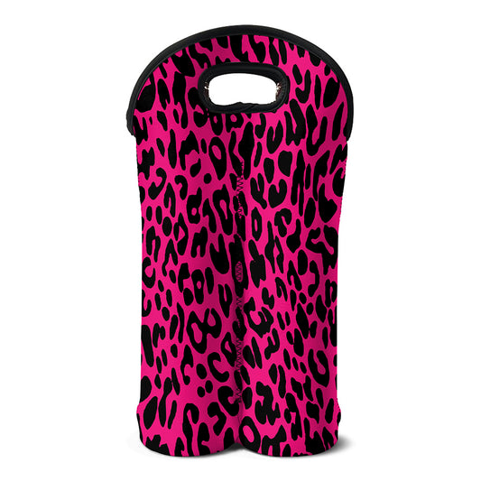 Hot Pink Leopard Print Double Neoprene Wine Tote