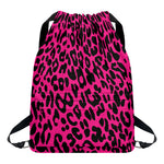 Hot Pink Leopard Print Drawstring Backpack