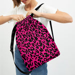 Hot Pink Leopard Print Drawstring Backpack