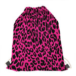 Hot Pink Leopard Print Drawstring Bag