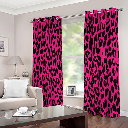 Hot Pink Leopard Print Extra Wide Grommet Curtains