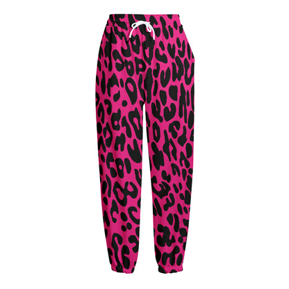 Hot Pink Leopard Print Fleece Lined Knit Pants