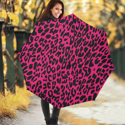 Hot Pink Leopard Print Foldable Umbrella