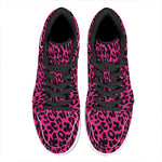 Hot Pink Leopard Print High Top Leather Sneakers