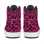 Hot Pink Leopard Print High Top Leather Sneakers