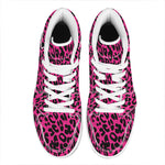 Hot Pink Leopard Print High Top Leather Sneakers