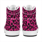 Hot Pink Leopard Print High Top Leather Sneakers