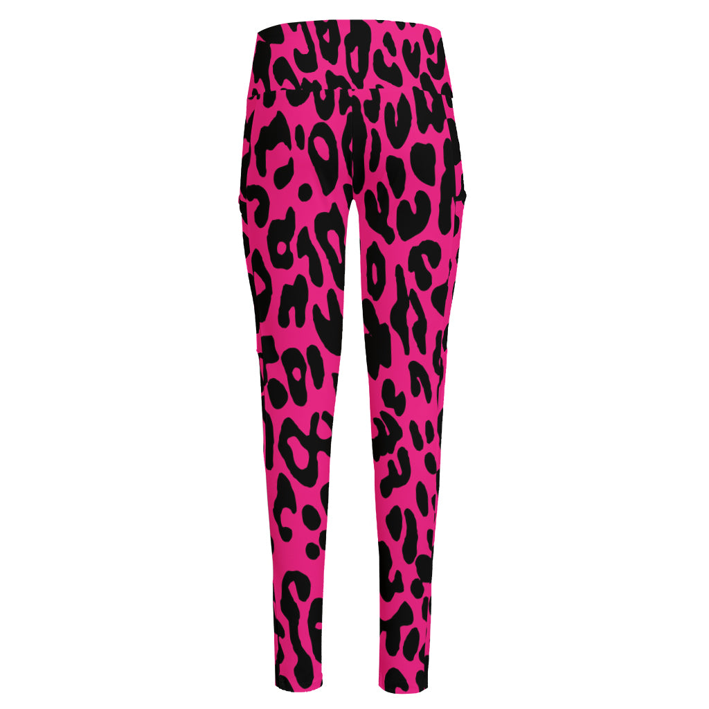 Hot Pink Leopard Print High-Waisted Pocket Leggings