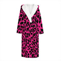 Hot Pink Leopard Print Hooded Bathrobe