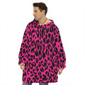 Hot Pink Leopard Print Hoodie Blanket
