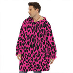 Hot Pink Leopard Print Hoodie Blanket
