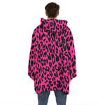 Hot Pink Leopard Print Hoodie Blanket