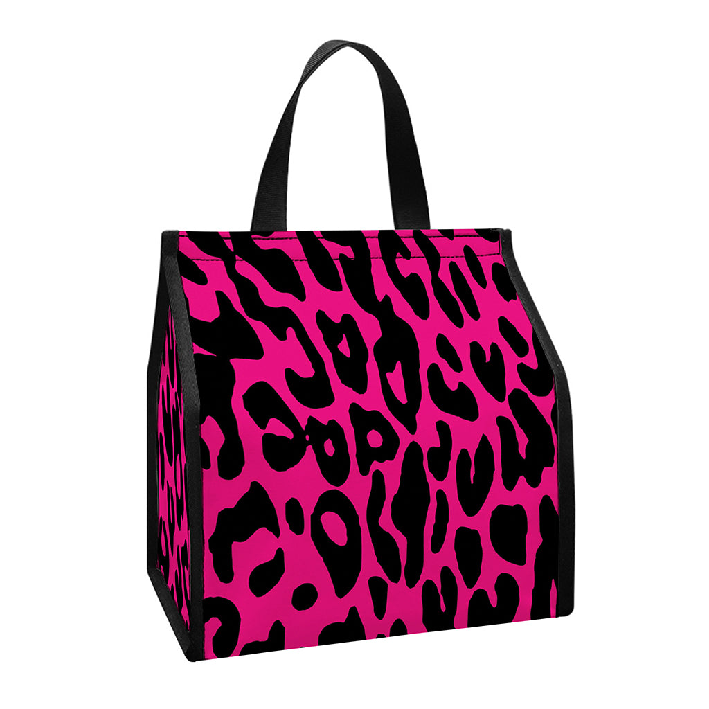 Hot Pink Leopard Print Insulated Lunch Tote