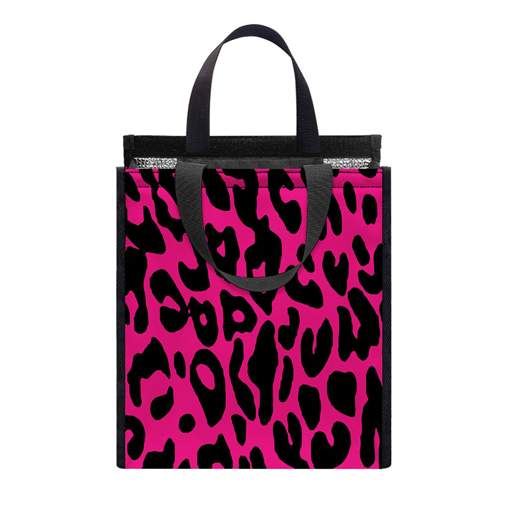 Hot Pink Leopard Print Insulated Lunch Tote