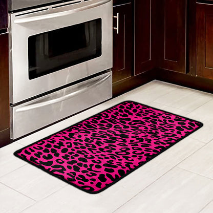 Hot Pink Leopard Print Kitchen Mat
