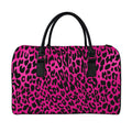 Hot Pink Leopard Print Leather Duffel Bag