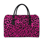 Hot Pink Leopard Print Leather Duffle Bag