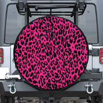 Hot Pink Leopard Print Leather Spare Tire Cover