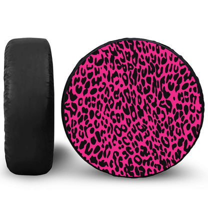 Hot Pink Leopard Print Leather Spare Tire Cover