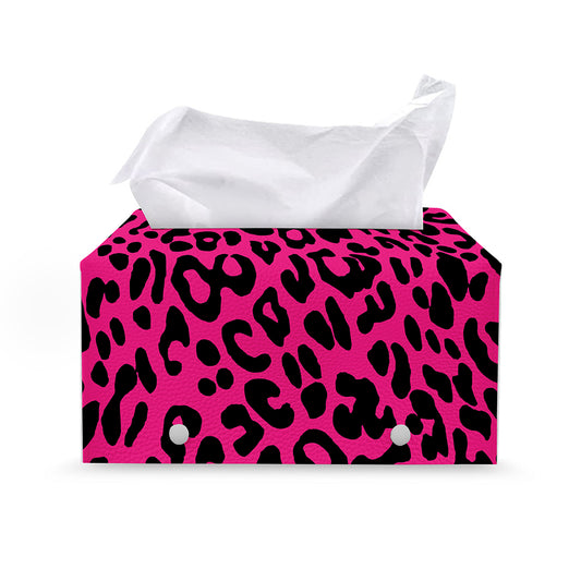 Hot Pink Leopard Print Leather Tissue Box Cover
