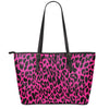 Hot Pink Leopard Print Leather Tote Bag