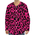 Hot Pink Leopard Print Long Sleeve Baseball Jersey