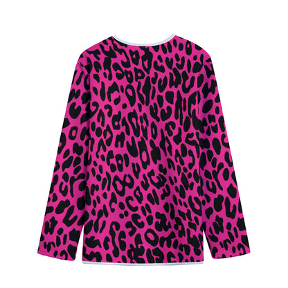 Hot Pink Leopard Print Long Sleeve Short Coat