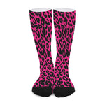 Hot Pink Leopard Print Long Socks
