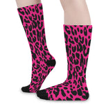 Hot Pink Leopard Print Long Socks