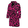 Hot Pink Leopard Print Men's Bathrobe