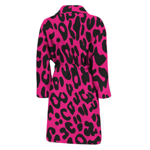 Hot Pink Leopard Print Men's Bathrobe