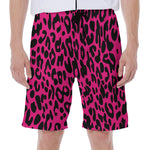 Hot Pink Leopard Print Men's Beach Shorts